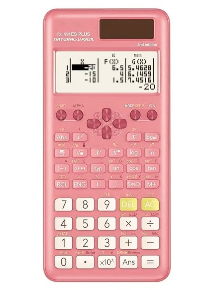 PRIMO PLUS Scientific Calculator - Stylish Pink, 417 Functions, Dual Power (Solar + Battery), Natural Textbook Display - Professional Choice for High School & University Students." - Image 4