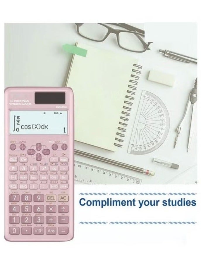 PRIMO PLUS Scientific Calculator - Stylish Pink, 417 Functions, Dual Power (Solar + Battery), Natural Textbook Display - Professional Choice for High School & University Students." - Image 3