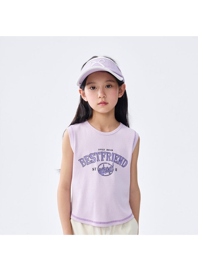 Balabala Kids Tank Top Girls T-shirt 2025 Summer New Fashion Sleeveless Sporty Sweet & Cool Style For Big Girls - Image 2