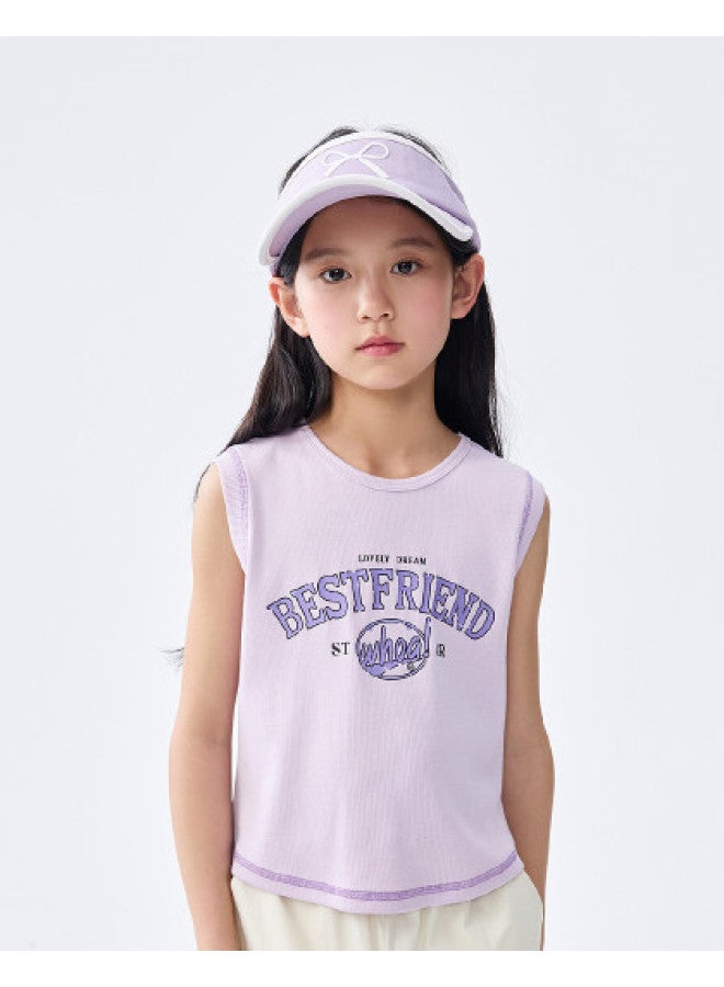 Balabala Kids Tank Top Girls T-shirt 2025 Summer New Fashion Sleeveless Sporty Sweet & Cool Style For Big Girls - Image 1