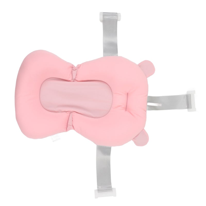 Baby Bath Support Pillow: Pink Bear, 0-12 Months, 3 Snap Safety Belts, Odorless 3-Layer Fabric, Foldable Floating Bath Cushion - Easy Clean, Full Body Wrapping Support for Newborn Baby Tub Baths - Image 2