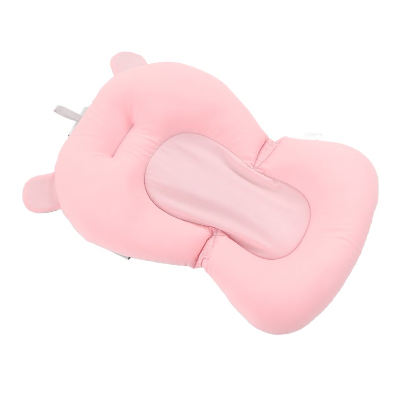 Baby Bath Support Pillow: Pink Bear, 0-12 Months, 3 Snap Safety Belts, Odorless 3-Layer Fabric, Foldable Floating Bath Cushion - Easy Clean, Full Body Wrapping Support for Newborn Baby Tub Baths - Image 4