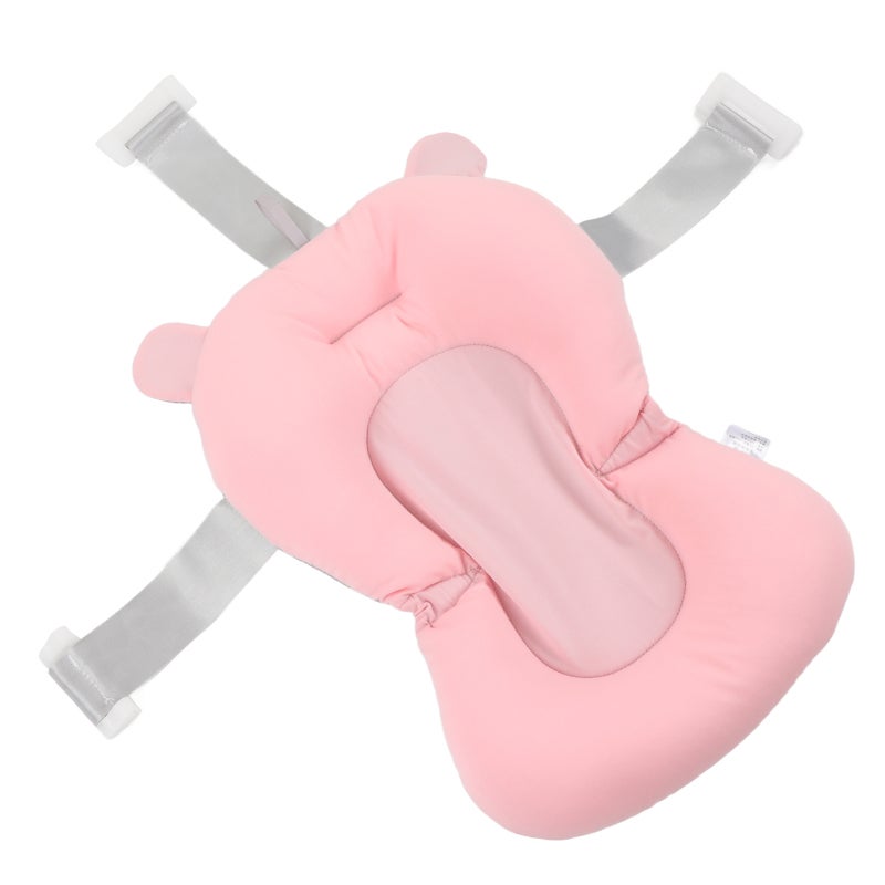 Baby Bath Support Pillow: Pink Bear, 0-12 Months, 3 Snap Safety Belts, Odorless 3-Layer Fabric, Foldable Floating Bath Cushion - Easy Clean, Full Body Wrapping Support for Newborn Baby Tub Baths - Image 3