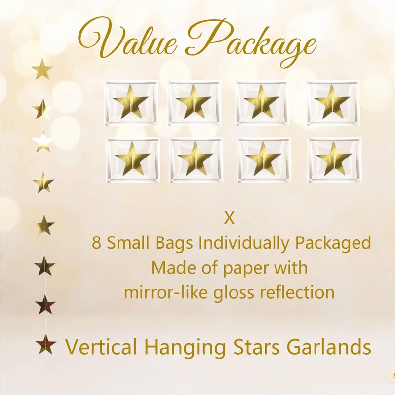 Rypyp 105Feet Gold Star Garland Banner Hanging Birthday Graduation Party Decorations- Golden Double Side Twinkle Paper Stars Streamers Backdrop for Prom Classroom Welcome Home Ceiling Decor, 8Pack - Image 3
