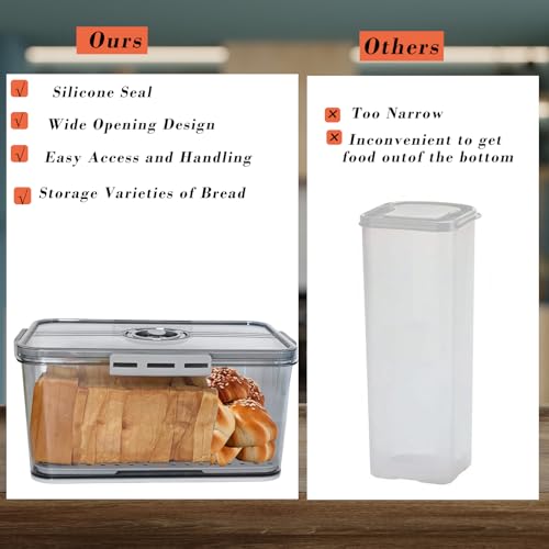 Honbuty Bread Box Bread Boxes with Lid for Kitchen Counter, Airtight Loaf Bread Storage Container,Large Time Recording Bread Keeper for Homemade Bread, Toast, Bagel, Donut and Cookies (Grey) - Image 5