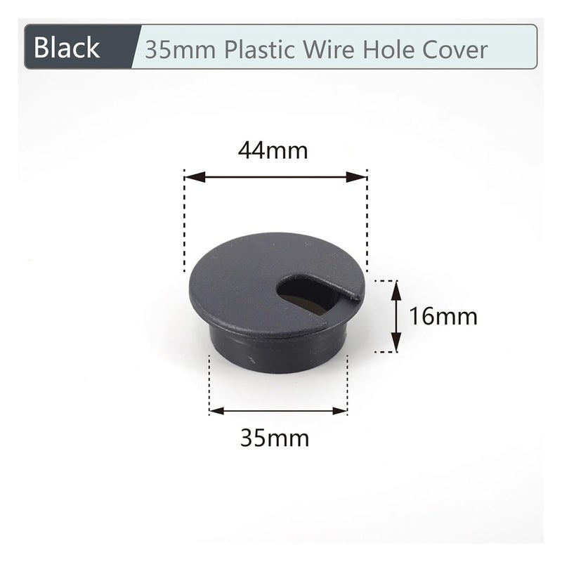 35mm Black Plastic Desk Grommet Cable Hole Cover 30Pcs for Table Computer PC Outlet Port - Image 3