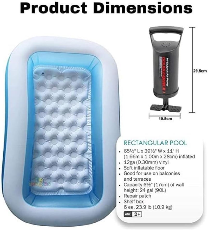 LONGMIRE 5.5ft Portable,Inflatable & Foldable Kids Swimming Pool with Air Pump Baby Bath Tub Water Pool for Kid and Adults,Outdoor&Indoor Kids Bathing Tub - Image 2