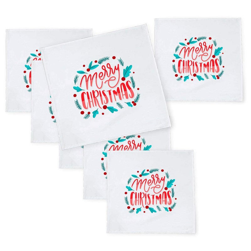 Khakee 6 Pcs Christmas Theme Tafta Silk Table Napkins 10x 10 for Xmas Decoration Christmas OrnamentsChristmas Gift npxmas125P - Image 1