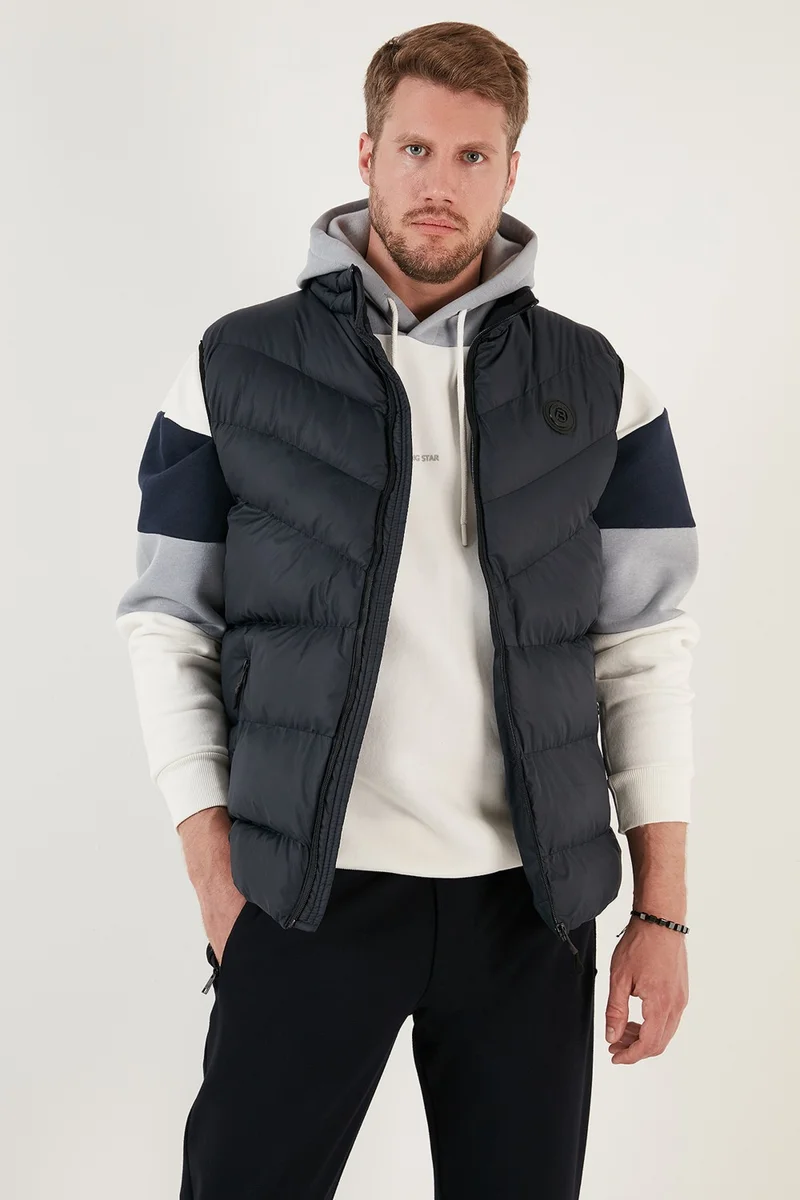 Buratti Slim Fit Water and Wind Resistant Stand Collar Inflatable Vest Men's Vest 649008