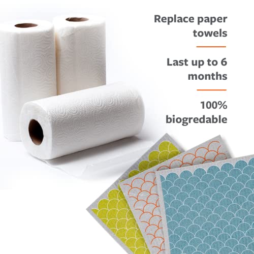 Full Circle Set of 3 Good Sheet Plant-Based Dishcloths – Super-Absorbent Reusable Dish Cloths - Multi-Use Washable Cleaning Cloths/Towels, Scales - Image 3