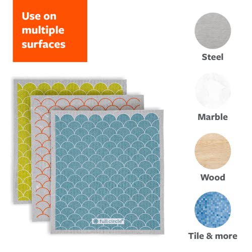 Full Circle Set of 3 Good Sheet Plant-Based Dishcloths – Super-Absorbent Reusable Dish Cloths - Multi-Use Washable Cleaning Cloths/Towels, Scales - Image 5