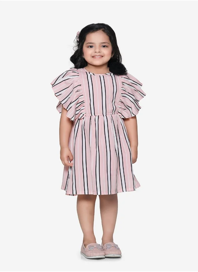ليلك Pearl Pink Striped Flower Dress