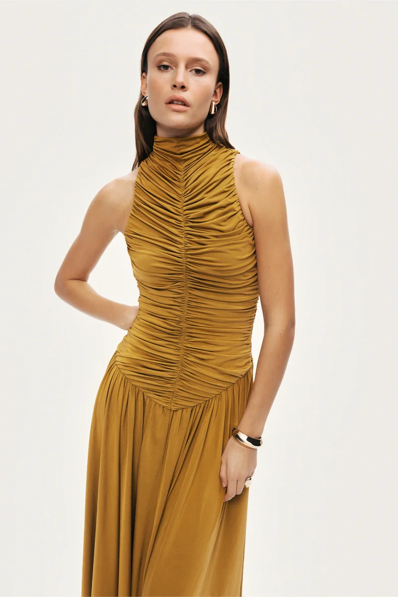 Nocturne  Ruched High-Neck Maxi Dress for Women | Best Price UAE