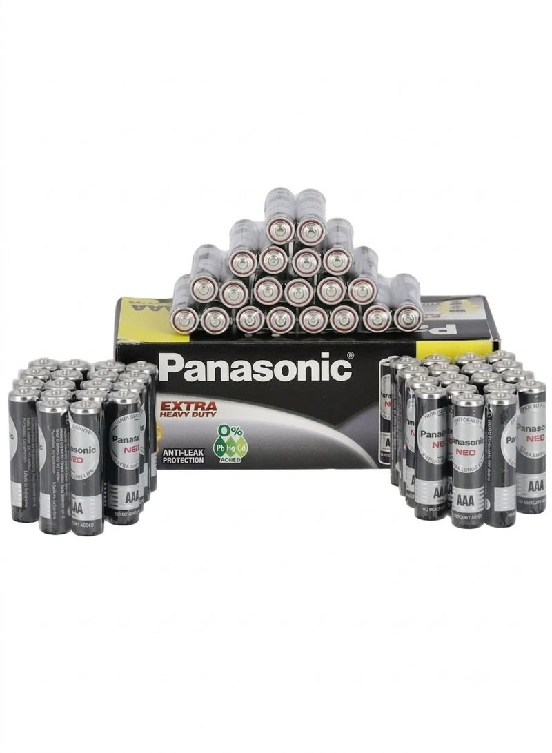 Panasonic AAA Batteries 60-Pack Extra Heavy Duty Neo R03NT/2S, Long-Lasting Zinc Carbon Batteries for Remote Controls, Clocks, Toys, Flashlights & Everyday Devices - Image 1
