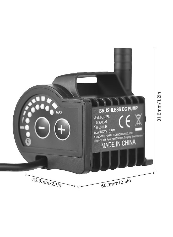 Generic - Submersible 5V Water Pump 8 Levels Adjustable 0-600L/H Small Fountain Pump with 0-7.2ft Lift, 6.5ft USB Charging and Suction Cup Base, Portable Mini Pump for Fish Tank, Pond, Aquarium, Pet Drinking - Image 1