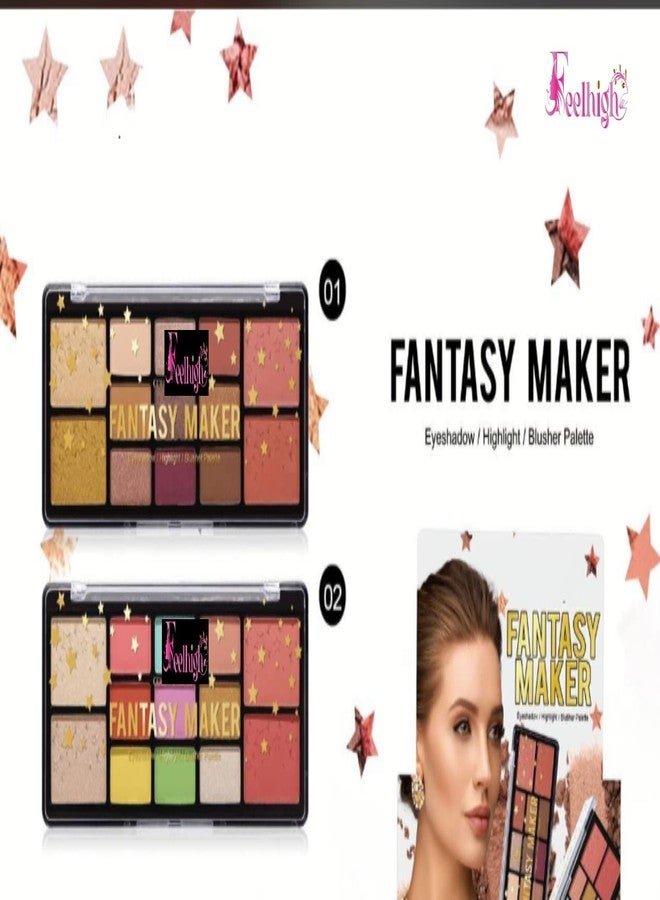 FEELHIGH Fantasy maker Eyeshadow/highlight/blusher palette -shade 01- (13 shades) - Image 3