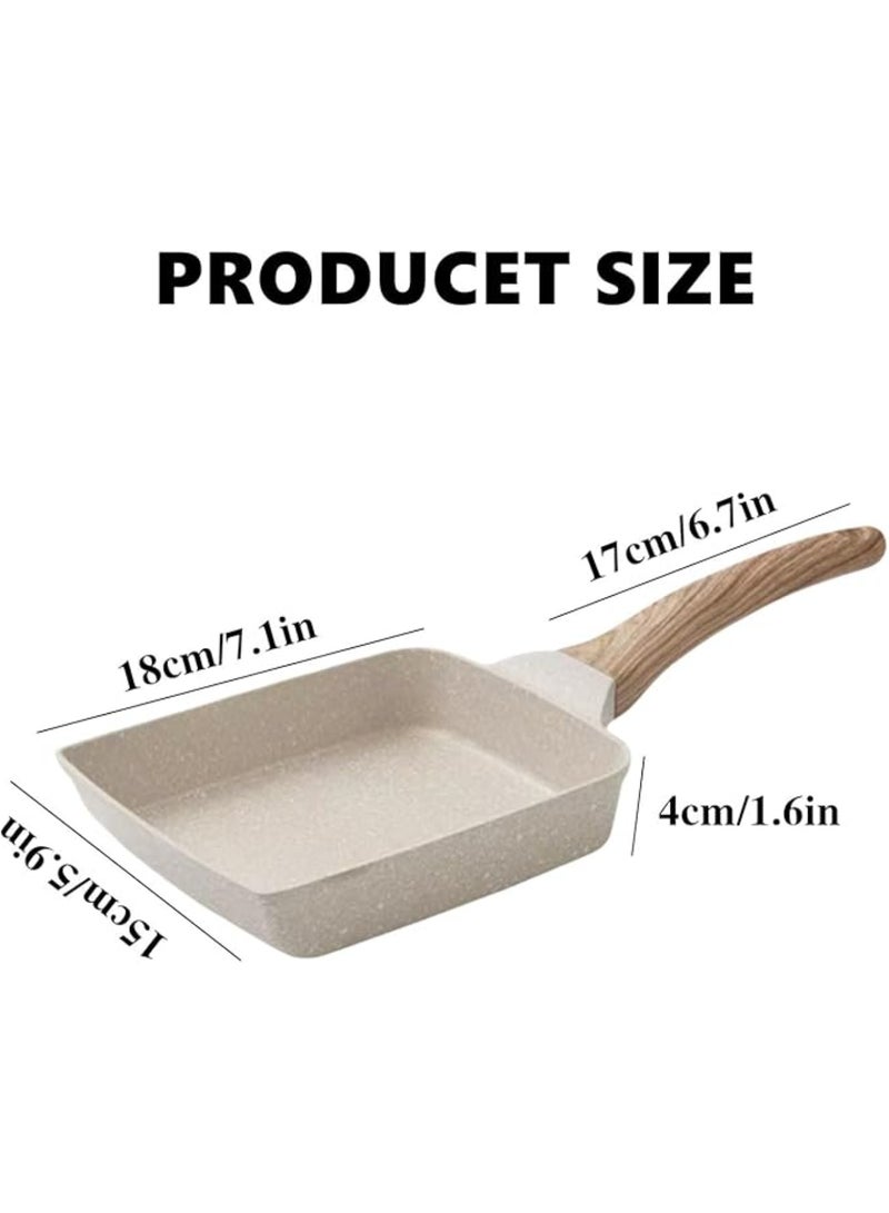 يلا جوي مقلاة تاماغوياكي، مقلاة أومليت يابانية غير لاصقة بمقبض خشبي مقلاة بيض مستطيلة الشكل، آمنة للغسل في غسالة الأطباق، بيضاء. - Image 2