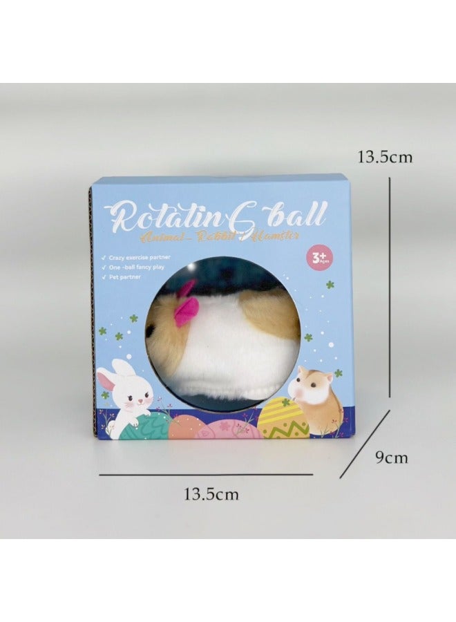 Adorable Cat And Dog Rolling Ball Children's Toys Simulation Plush Pet Electric Hamster Ball-Color:English Box-Brown White Mouse (Blue Transparent Ball)  - Image 5