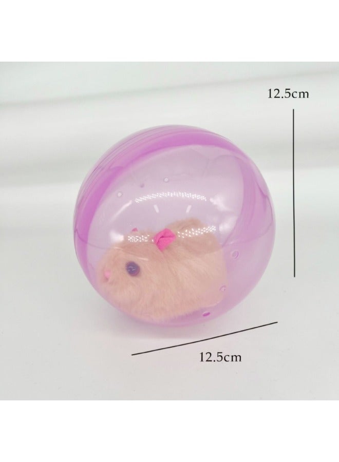 Adorable Cat And Dog Rolling Ball Children's Toys Simulation Plush Pet Electric Hamster Ball-Color:English Box-Brown White Mouse (Blue Transparent Ball)  - Image 4