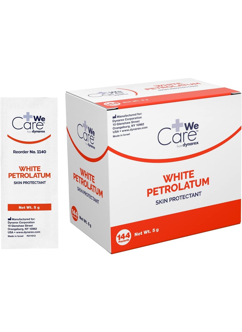 Dynarex Dynarex White Petrolatum, Petroleum Jelly for Dry or Cracked Skin, Soothing White Petroleum Jelly for Minor Skin Irritations, 5g Foil Packets, 1 Box of 144 Petroleum Jelly Packets 
