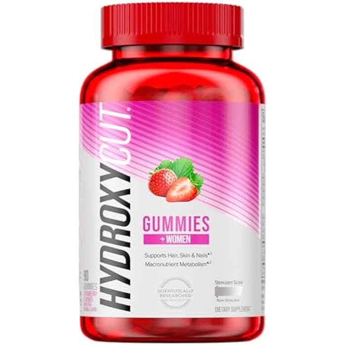 Hydroxycut Gummies +Women, Strawberry - 99% Caffeine Free - Supports Hair, Skin & Nails - Metabolize Carbs, Proteins & Fats - Image 1