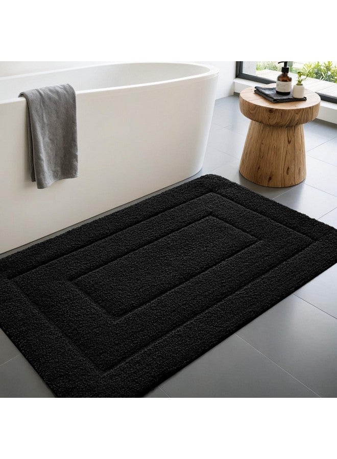 DEXI Bathroom Rug 43x24, Non Slip Washable Bath Mat for Shower Floor, Extra Large Absorbent Soft Bathmat with Rubber Backing, Quick Dry Microfiber Carpet Accessories, Black - Image 1