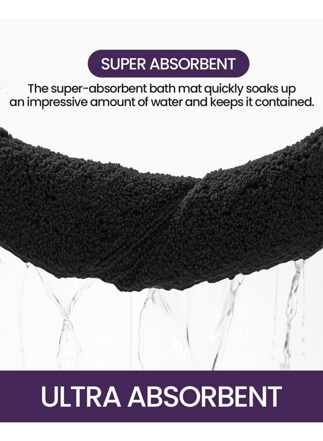 DEXI Bathroom Rug 43x24, Non Slip Washable Bath Mat for Shower Floor, Extra Large Absorbent Soft Bathmat with Rubber Backing, Quick Dry Microfiber Carpet Accessories, Black - Image 4