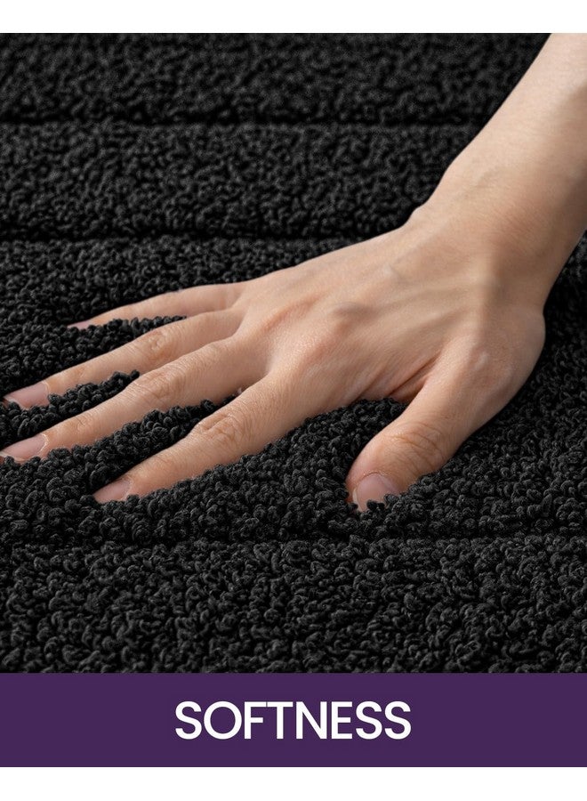 DEXI Bathroom Rug 43x24, Non Slip Washable Bath Mat for Shower Floor, Extra Large Absorbent Soft Bathmat with Rubber Backing, Quick Dry Microfiber Carpet Accessories, Black - Image 3