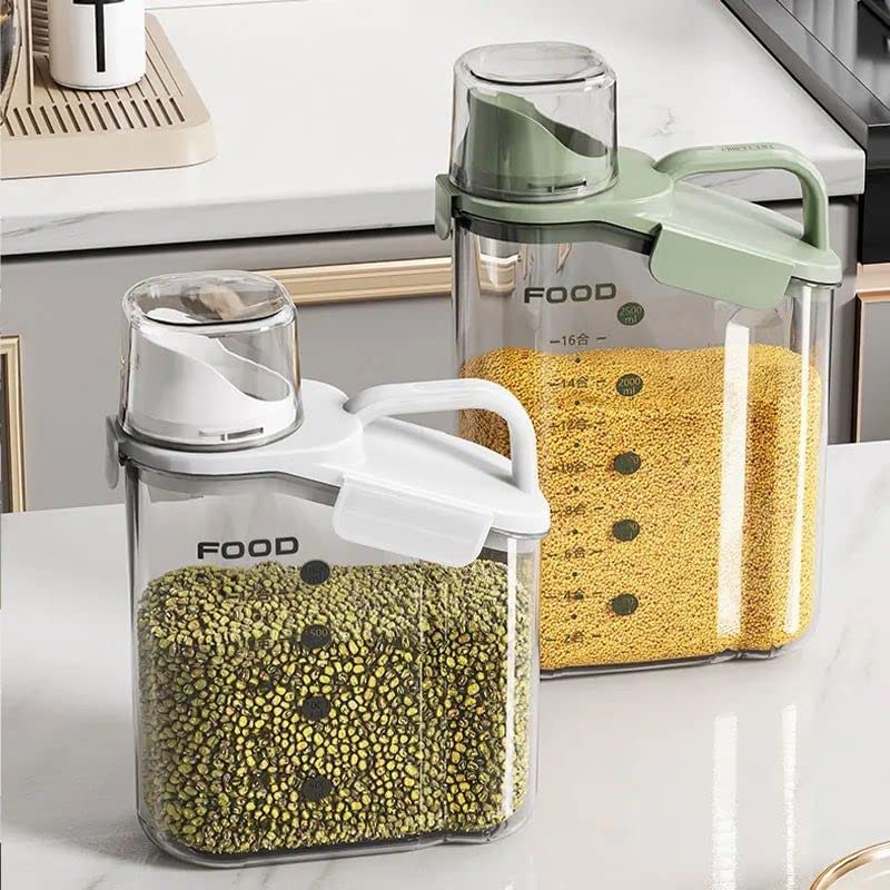 Furret 2500ml Acrylic Multi Function Clear Sealed Oatmeal Food Dispenser Rice Grain Container for Kitchen - Image 2