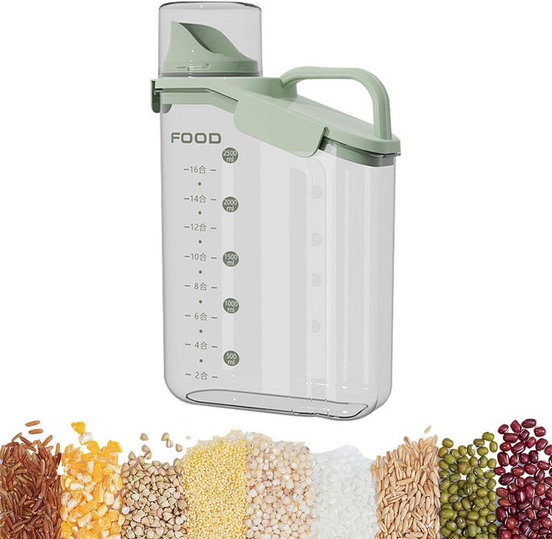 Furret 2500ml Acrylic Multi Function Clear Sealed Oatmeal Food Dispenser Rice Grain Container for Kitchen - Image 3