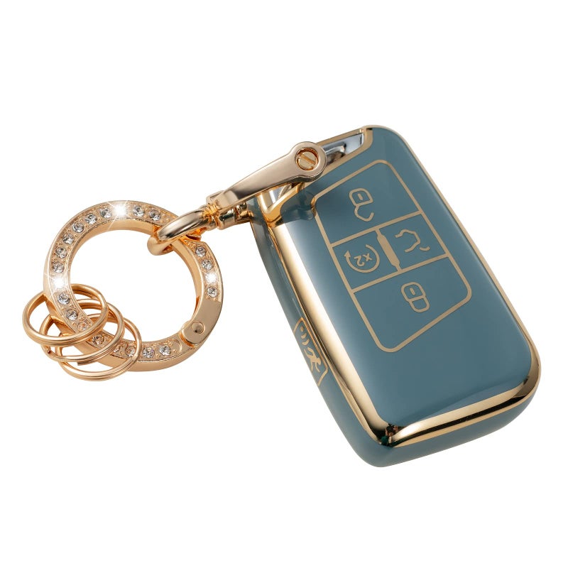 Gematay for VW Volkswagen Key Fob Cover with Keychain Key Shell Cover Holder for Volkswagen Tiguan Atlas Jetta Passat Golf Alltrack Smart Remote Control Blue