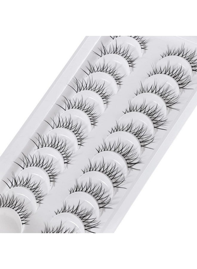 Outopen Ashes Natural Look Japanese Anime Lashes Korean Asian Wispy Spiky Lashes With Clear Band Short Fake Eyelash 10 Pairs Pack By Outopen - Image 2