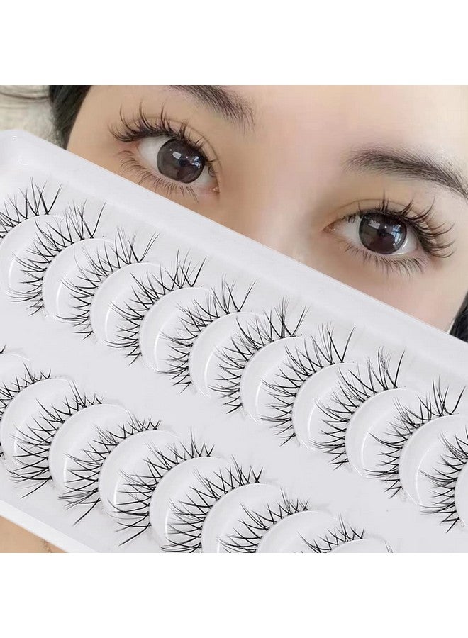 Outopen Ashes Natural Look Japanese Anime Lashes Korean Asian Wispy Spiky Lashes With Clear Band Short Fake Eyelash 10 Pairs Pack By Outopen - Image 1