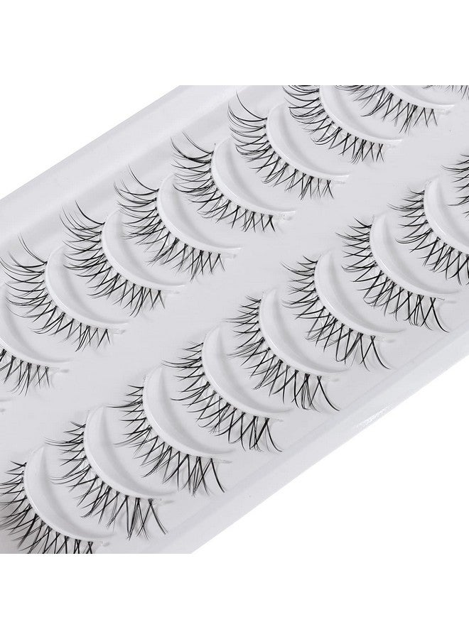 Outopen Ashes Natural Look Japanese Anime Lashes Korean Asian Wispy Spiky Lashes With Clear Band Short Fake Eyelash 10 Pairs Pack By Outopen - Image 4