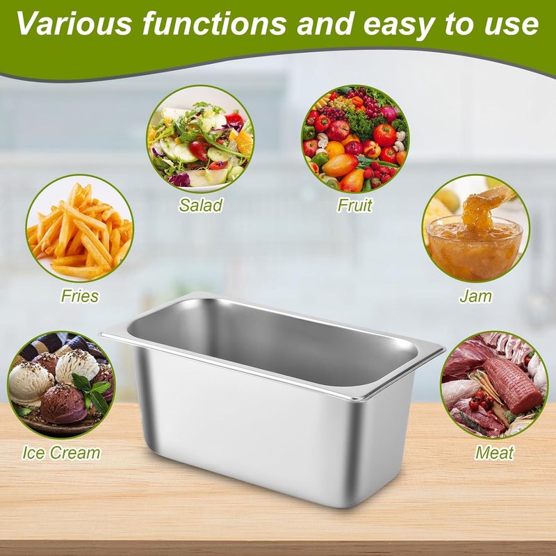 UPTRUST 1/4 8 Pack Stainless Steam Hotel Pans with Lids, 6" Deep 1.2 mm Thick Stainless Steel Jam Steam Pan, Catering Storage Metal Food Pan for Restaurant, Hotel, Party - Image 4