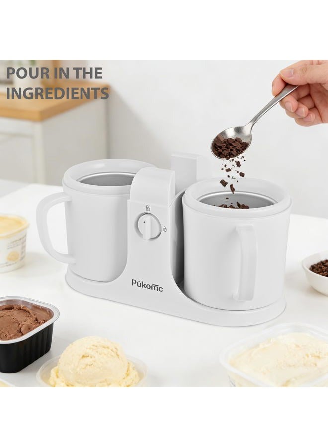 Pukomc Ice Cream Maker Machine for Home Use, with Two Ice Cream Bowls,Simple Operation and Easy to Clean,White - Image 5