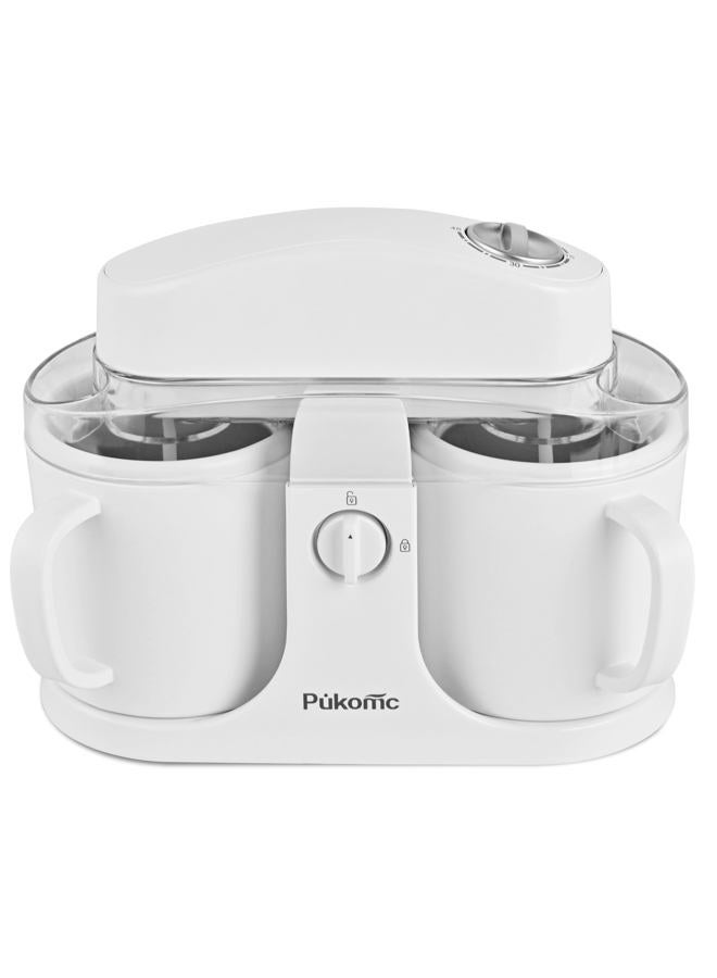 Pukomc Ice Cream Maker Machine for Home Use, with Two Ice Cream Bowls,Simple Operation and Easy to Clean,White - Image 1