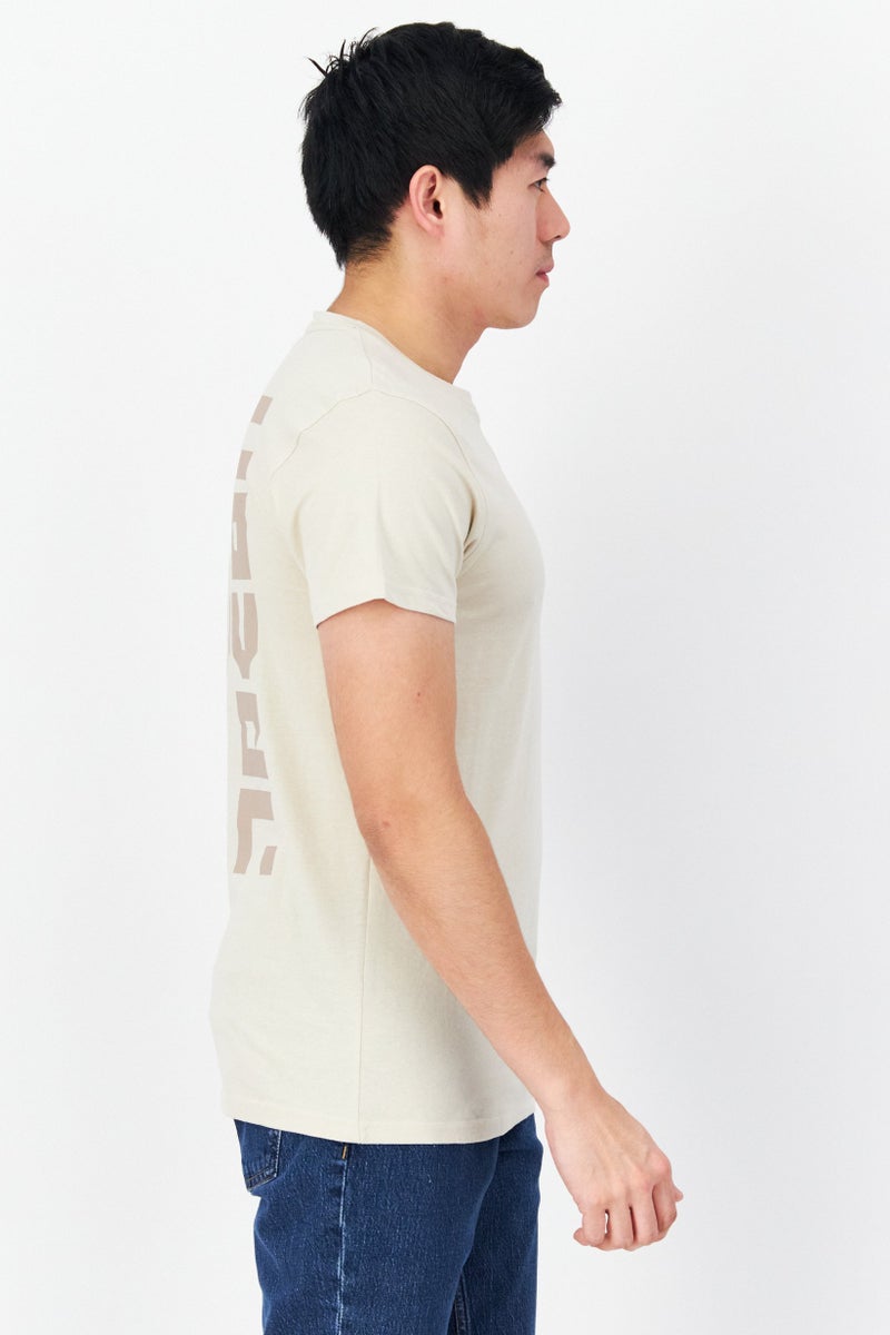 DUCK AND COVER Men Crew Neck Short Sleeve Brand Logo T-Shirts, Beige - Image 2