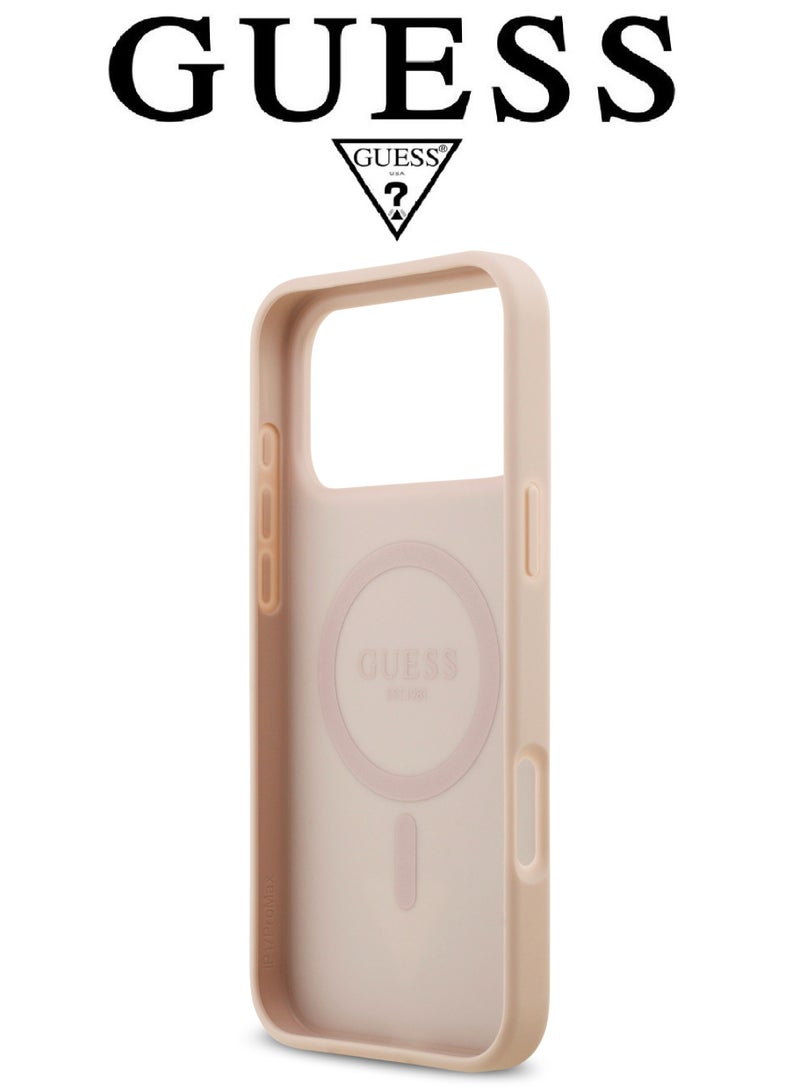 CG MOBILE iPhone 17 Pro leather case. iPhone 17 Pro case supports MagSafe wireless charging. iphone 17 Pro back cover provides strong shockproof back protection. iphone 17 pro cover with a French design, elegant, & certified in partnership with GUESS and CG MOBILE. Pink phone case. - Image 5