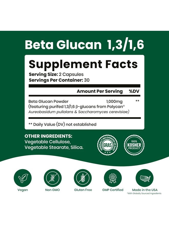 Nutriana Beta Glucan Supplements 1000mg - 1,3/1,6D Beta Glucan Capsules for Immune Support - Natural Beta Glucans Fiber Supplement - 60 Veggie Capsules - Image 5