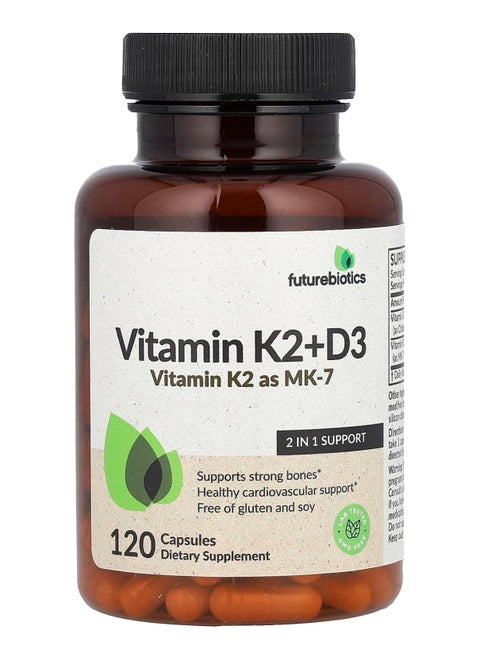 FutureBiotics, فيتامين K2 + D3 مع فيتامين K2 في صورة MK-7، 120 كبسولة