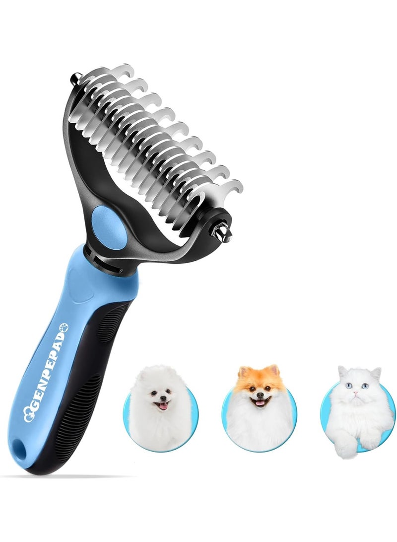 مشط احترافي للعناية بالشعر مع أسنان من الفولاذ المقاوم للصدأ مزدوجة الجوانب عريضة للغاية - أداة شديدة التحمل لإزالة الشعر المتساقط والتشابك للكلاب والقطط - Image 1