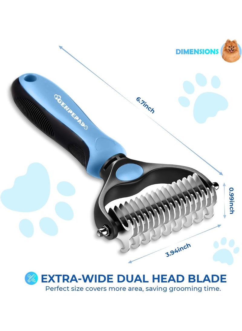 مشط احترافي للعناية بالشعر مع أسنان من الفولاذ المقاوم للصدأ مزدوجة الجوانب عريضة للغاية - أداة شديدة التحمل لإزالة الشعر المتساقط والتشابك للكلاب والقطط - Image 2