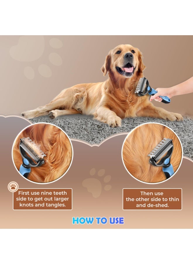 مشط احترافي للعناية بالشعر مع أسنان من الفولاذ المقاوم للصدأ مزدوجة الجوانب عريضة للغاية - أداة شديدة التحمل لإزالة الشعر المتساقط والتشابك للكلاب والقطط - Image 3