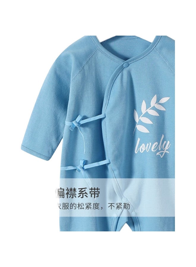 Shu Beiyi Shubeyi 2-Piece Baby Clothes, Newborn Onesie Spring Style, For Boys And Girls, Full Moon Baby, Pure Cotton Butterfly Suit, Blue, 66Cm - Image 1