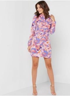 Chi-Chi London Floral Printed Polo Neck Dress  - Image 1
