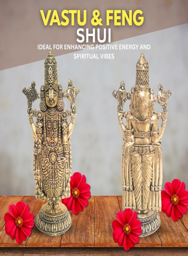 BEXCO Lord Venkateswara Brass Statue, 4 Inch Wt 125 gms Handcrafted Tirupati balaji religious idol for home temple and decor , Antique Gold Finish - Image 5