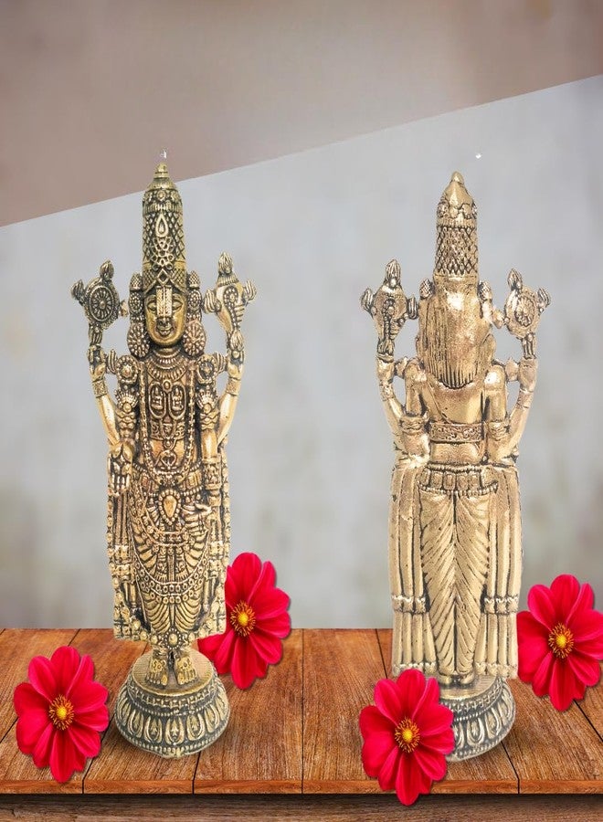 BEXCO Lord Venkateswara Brass Statue, 4 Inch Wt 125 gms Handcrafted Tirupati balaji religious idol for home temple and decor , Antique Gold Finish - Image 1