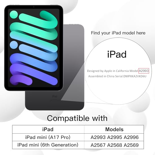 JETech Case for iPad mini A17 Pro 2024 Model 7th Generation mini 6 2021 Model 6th Generation Slim Tablet Cover with Soft TPU Back Auto WakeSleep Black - Image 3