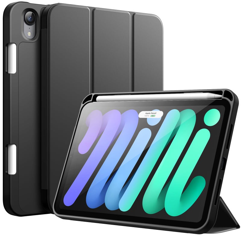 JETech Case for iPad mini A17 Pro 2024 Model 7th Generation mini 6 2021 Model 6th Generation Slim Tablet Cover with Soft TPU Back Auto WakeSleep Black - Image 2